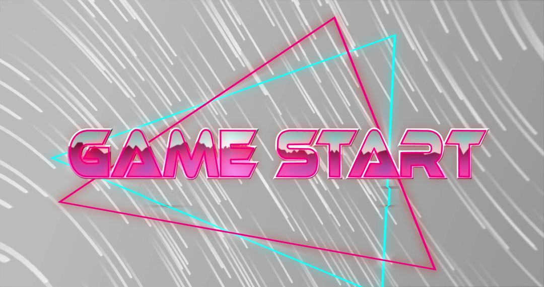 Futuristic Neon Game Start Screen with Retro Triangles