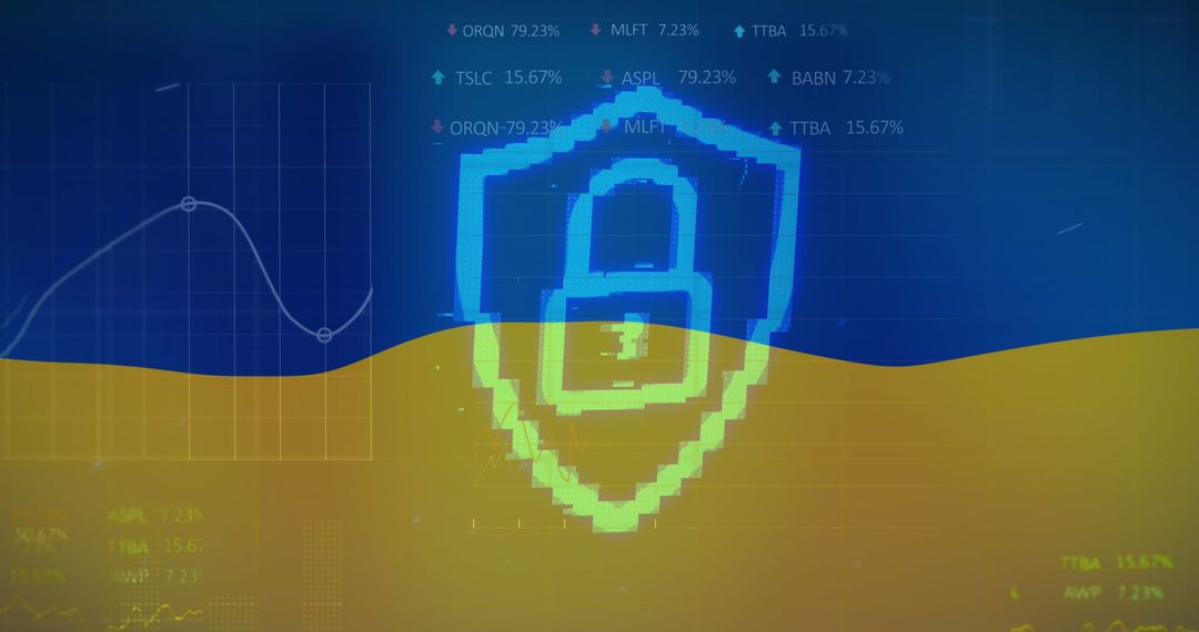 Data Security and Ukrainian Crisis with Futuristic Digital Display