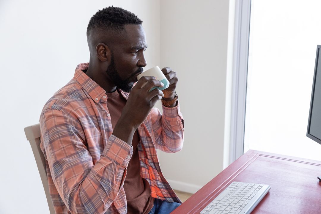 Professional Working from Home Enjoying Tea