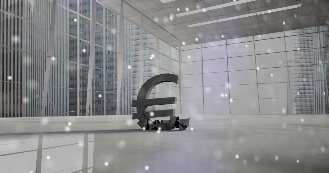 Euro Symbol Cracks Representing Economic Challenge in Modern Office