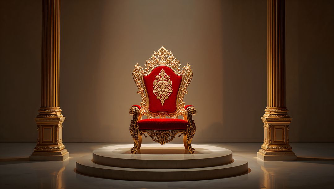 Ornate Red and Gold Throne in Elegant Palace Interior