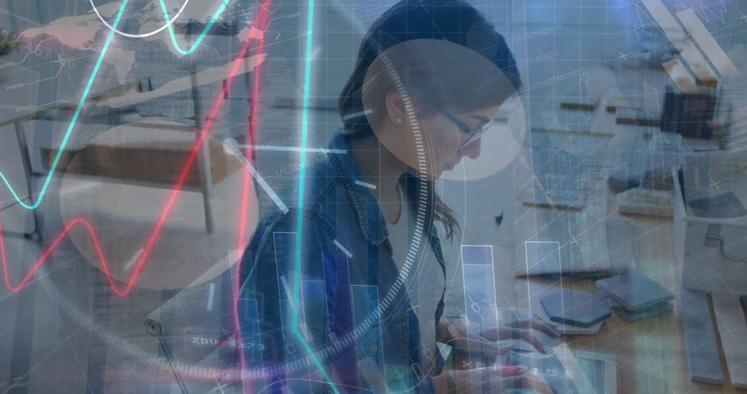 Innovative Businesswoman Analyzing Digital Data