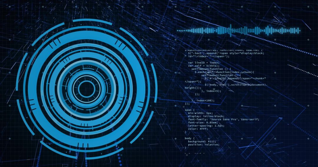 Futuristic Digital Data Stream and Cybersecurity Elements