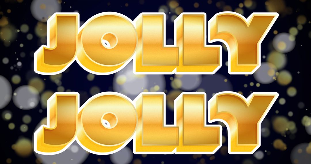 Golden Jolly Text with Falling Snow Background for Christmas