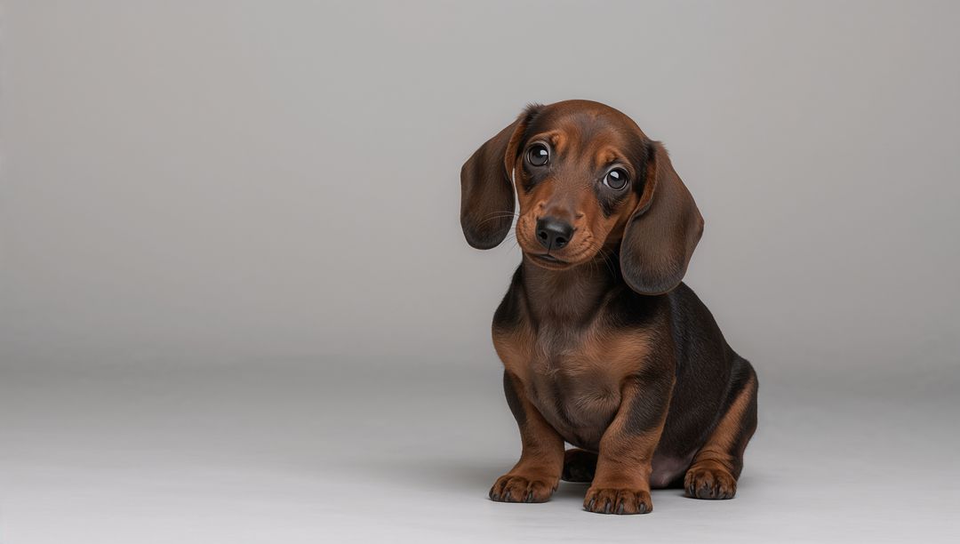 Cute Dachshund Puppy with Curious Head Tilt in Studio
