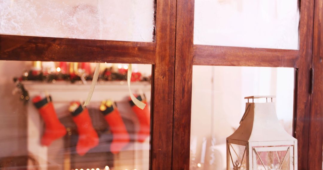 Christmas Stockings Reflected in Window