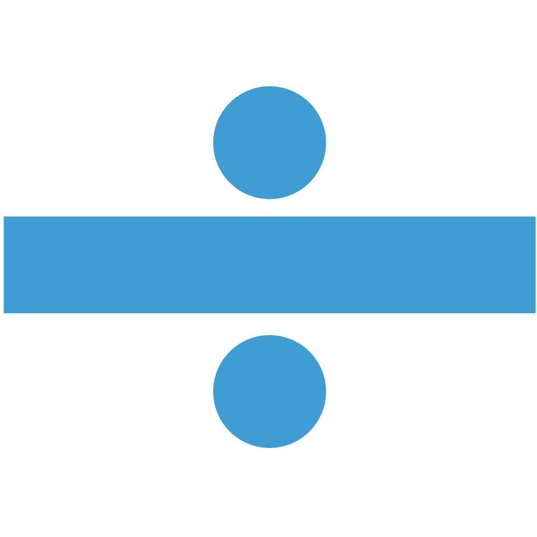 Blue Division Symbol on Transparent Background for Mathematical Designs