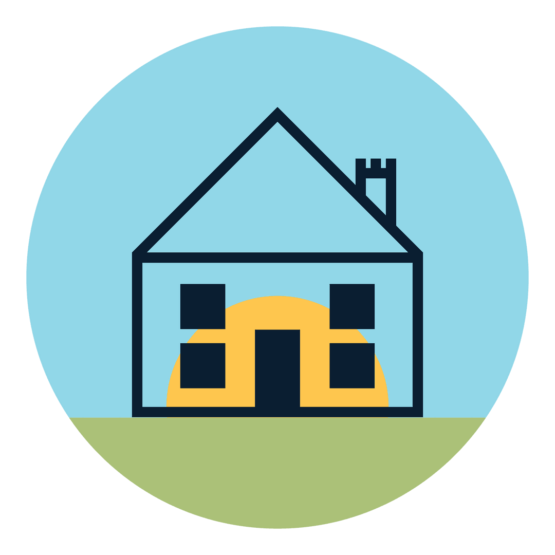Transparent Digital House Symbol on Blue Circle Design