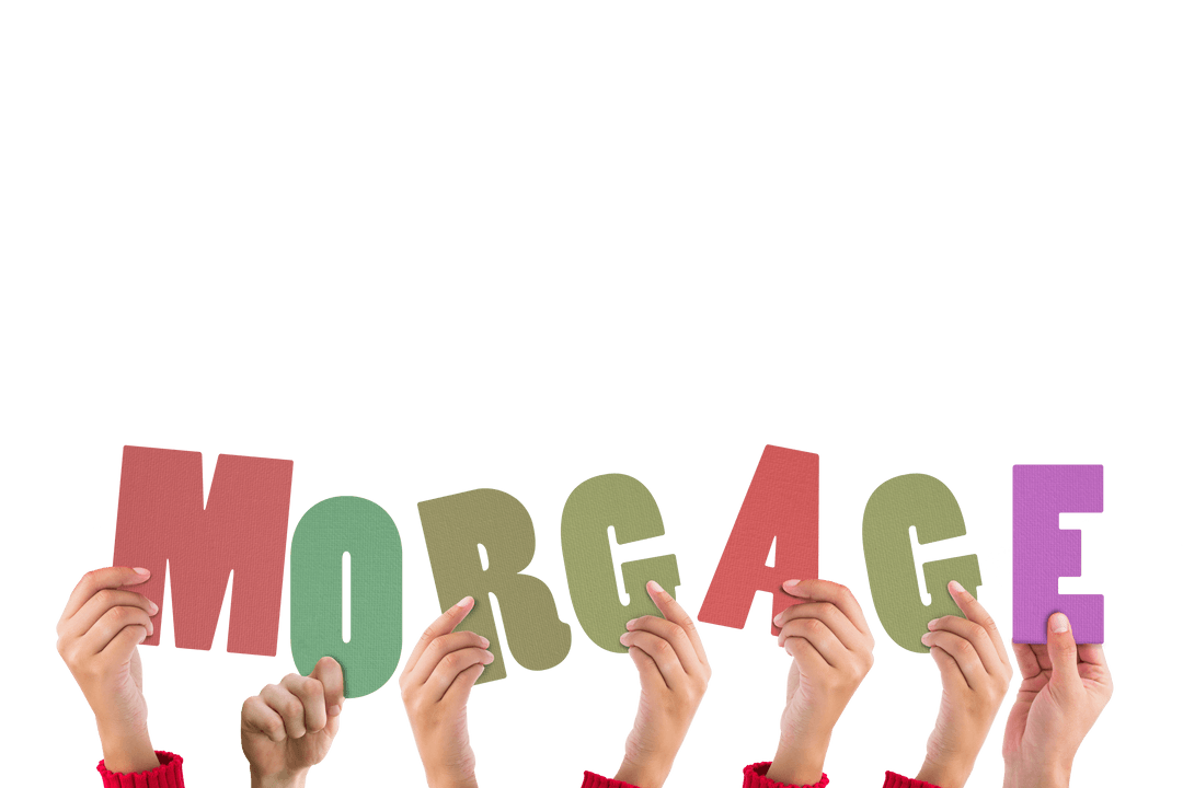 Hands Holding Mortgage Letters on Transparent Background