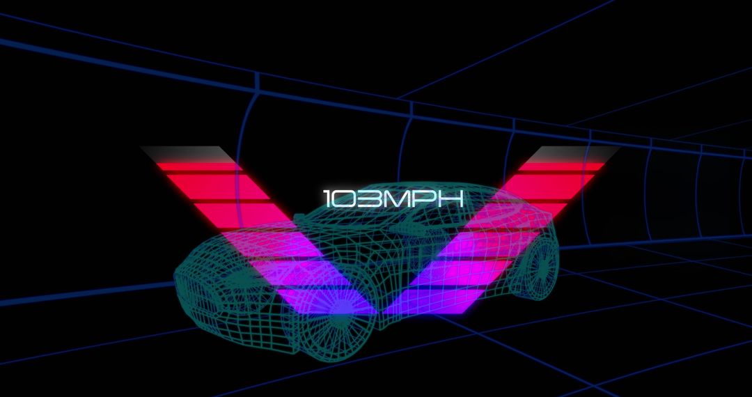 High-Speed Digital Dashboard over 3D Car Wireframe