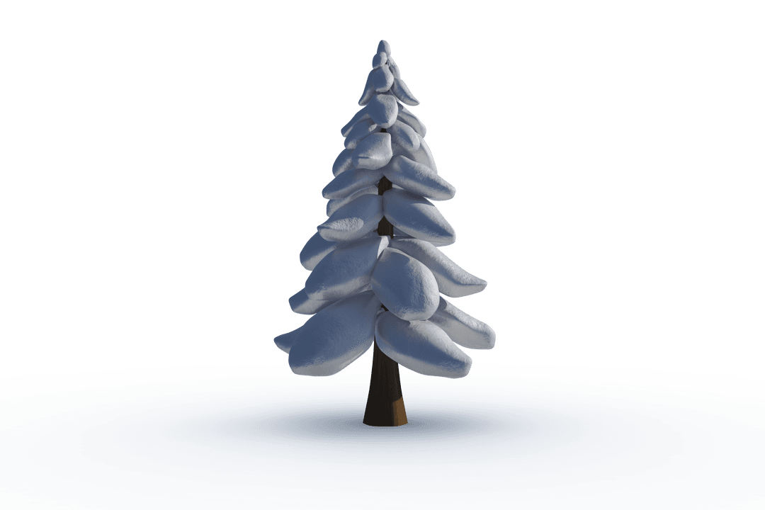 Digital Snow-Covered Christmas Tree Vector on Transparent Background
