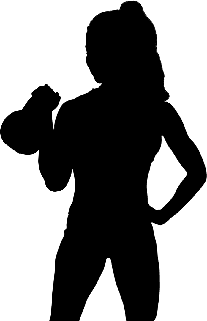 Woman with Dumbbell Silhouette on Transparent Background