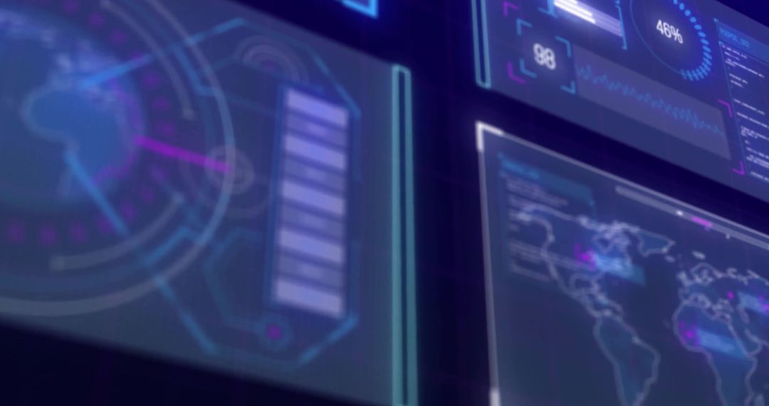 Futuristic Digital Interfaces with Global Maps