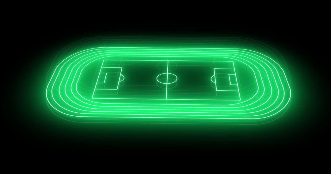 Illuminated Digital Soccer Stadium in Neon Glow