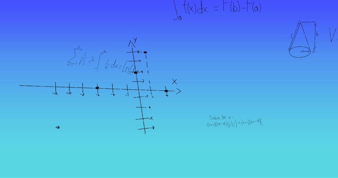 Handwritten Mathematical Formulas on Blue Gradient Background