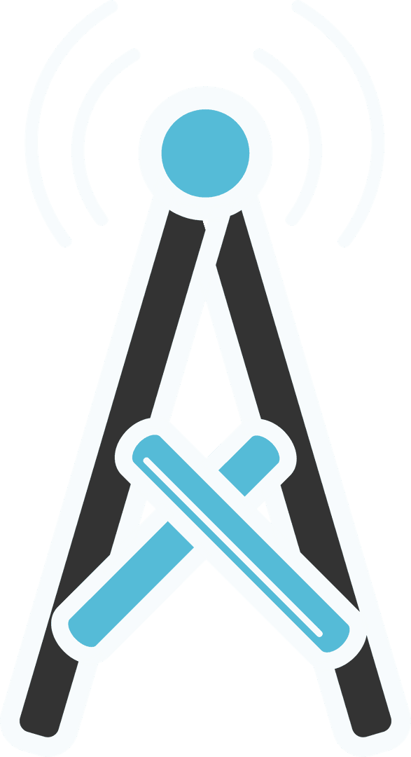 Transparent Radar Tower with Connectivity Network Symbol