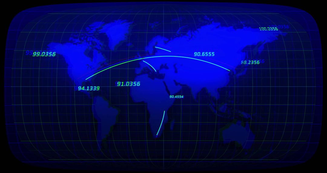 Digital World Map with Financial Data and Global Connections