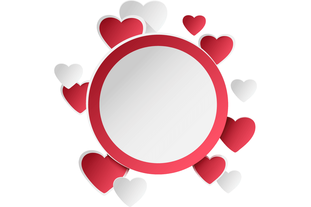 Transparent Heart Shapes Circle with Copy Space and Valentines Theme