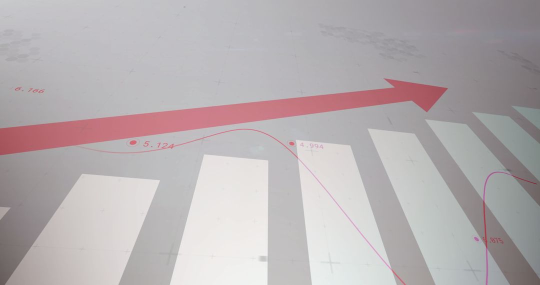Digital Display of Financial Data and Analysis with Rising Arrow