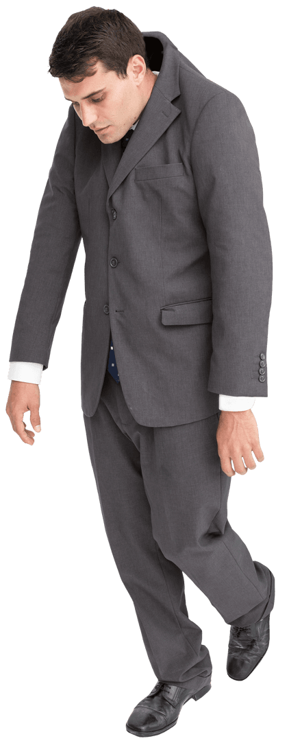 Tired Businessman Figurine on Transparent Background for Office Concepts