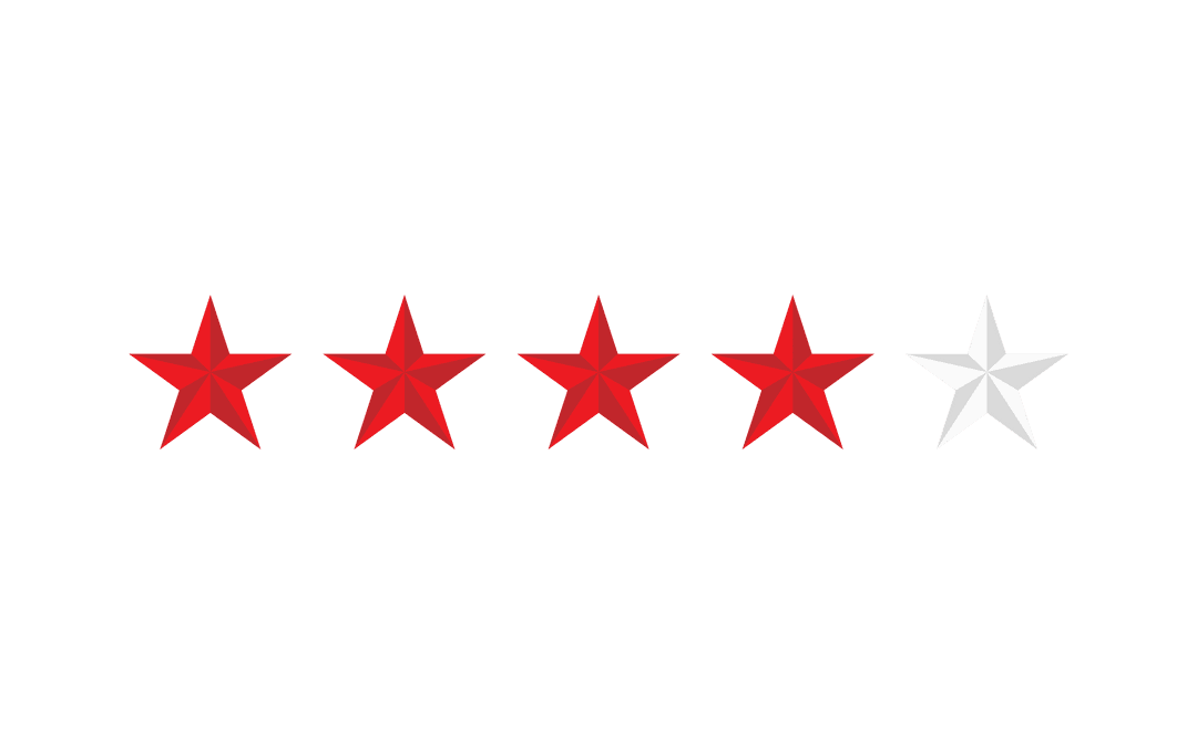 Transparent Red and White Star Rating Indicator Graphic
