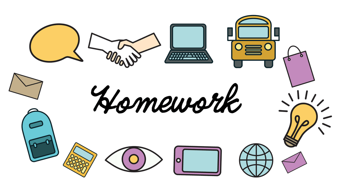 Transparent Education Symbols Around Homework Text