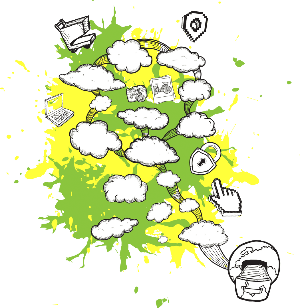 Digital Cloud Symbols on Transparent Background for E-commerce and Security - Download Free Stock Images Pikwizard.com