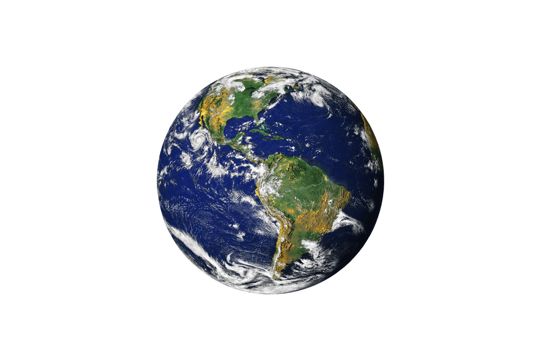 Digital Earth Globe on Transparent Background 3D Space Concept