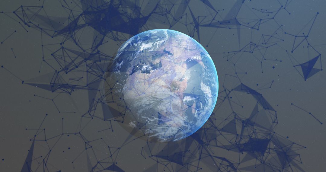 Earth Surrounded by Digital Polygon Connections