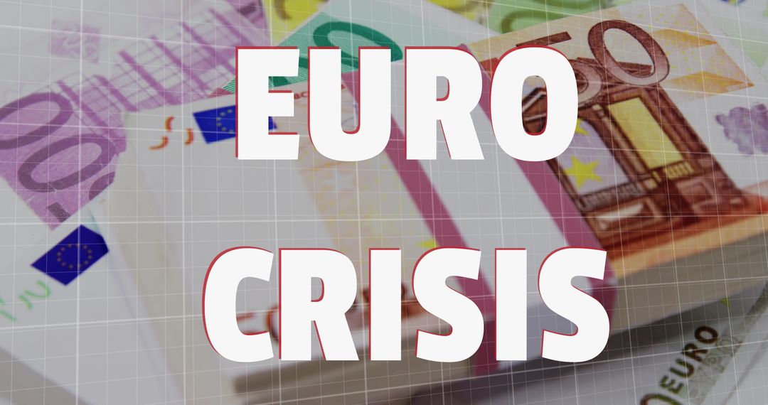 Euro Crisis Headline with Falling Red Graph on Currency Background