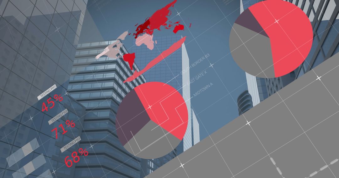 Digital Infographic Overlay in Modern Urban Skyline