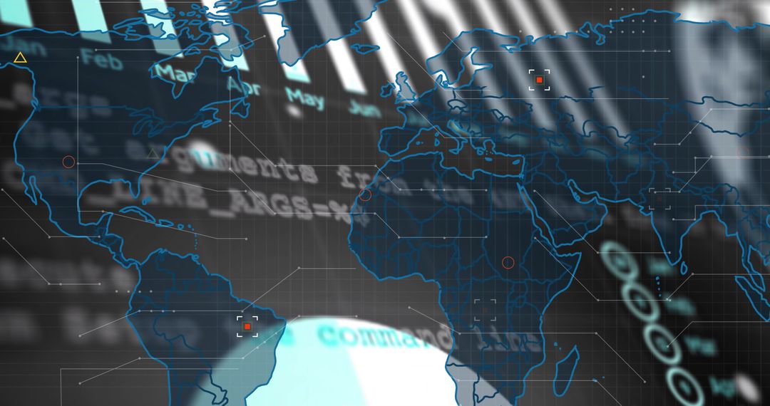 Digital Futuristic Map Interface with Holographic Overlay