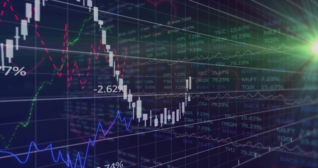 Rising Candlestick Chart on Dynamic Digital Financial Display