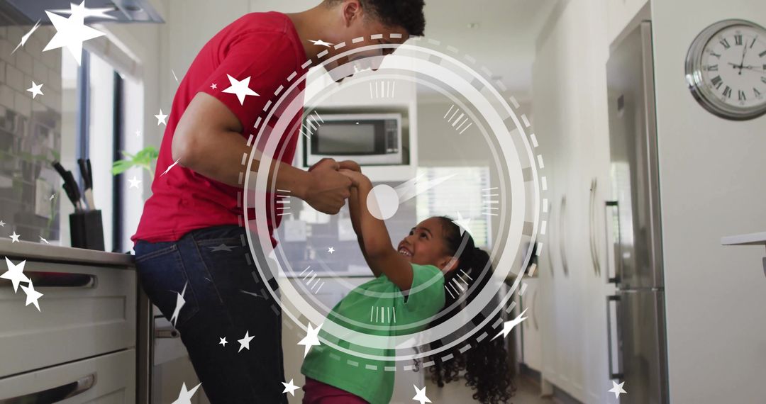 Father and Daughter Playfully Bonding in Modern Kitchen