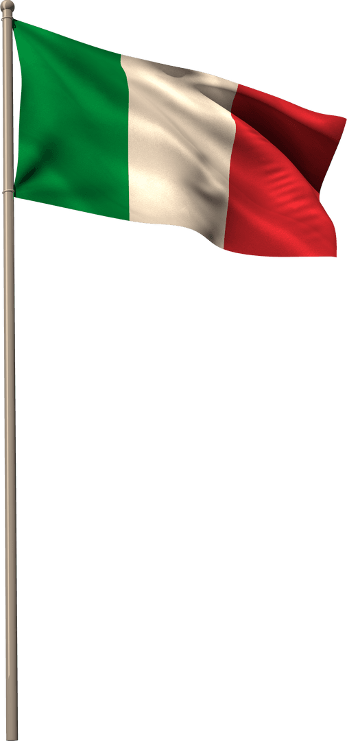 Waving Italian Flag Isolated Illustration on Transparent Background