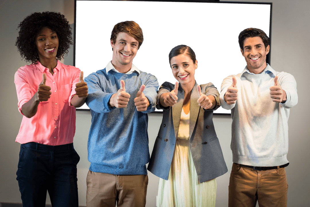Diverse Team Showing Thumbs Up Outdoor Atmosphere Transparent