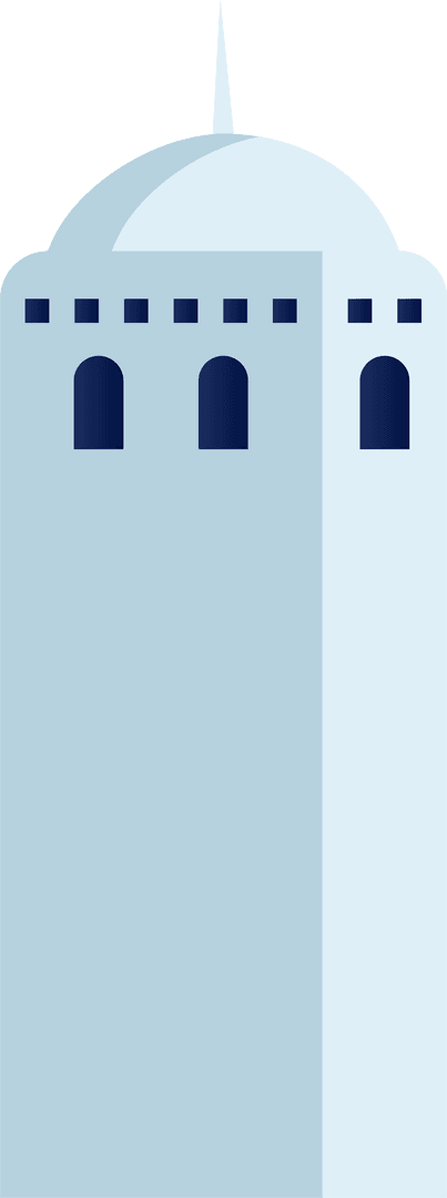 Minimalist Transparent Tower Illustration with Flat Design