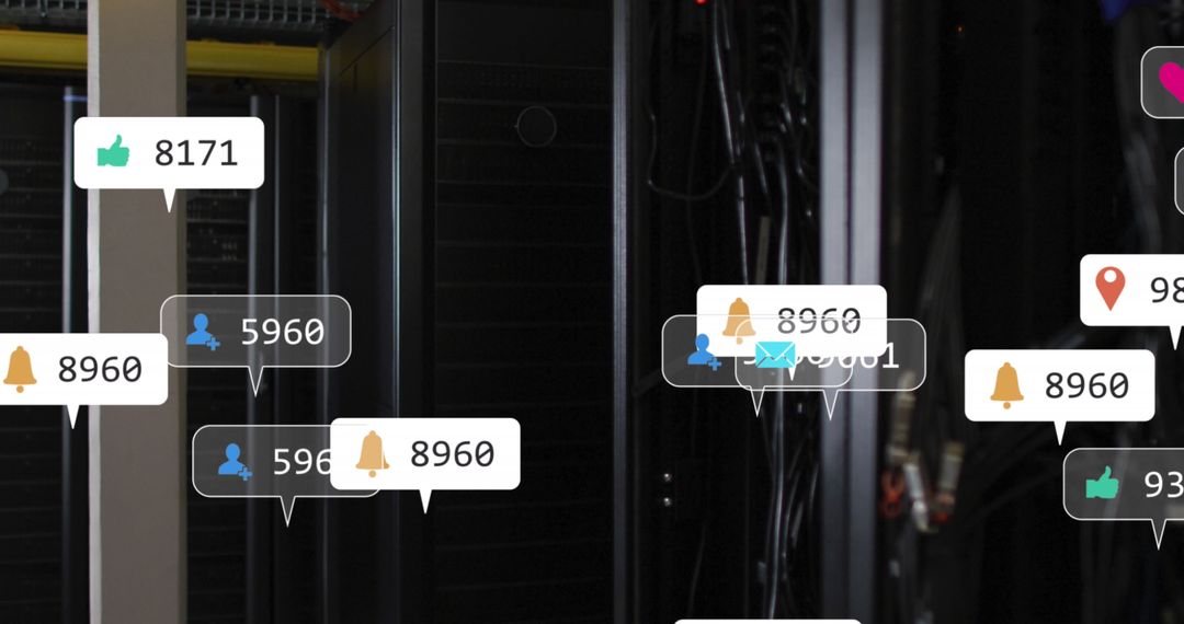 Social Media Notifications Overlay on Data Server Background
