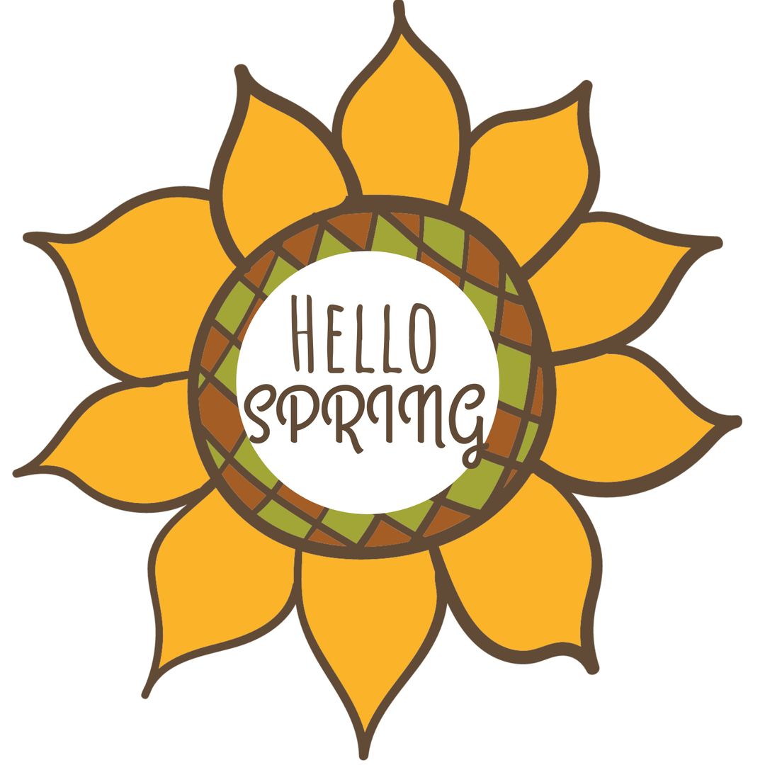 Vibrant Sunflower Graphic with Spring Greeting