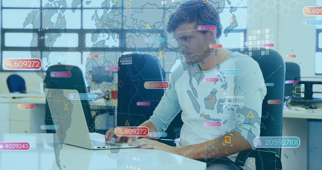 Data Analyst Working on Global Digital Transformation in Modern Office