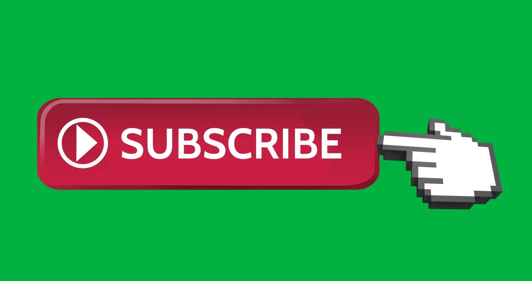 Red Subscribe Button with Green Background and Hand Cursor Icon - Free Images, Stock Photos and Pictures on Pikwizard.com