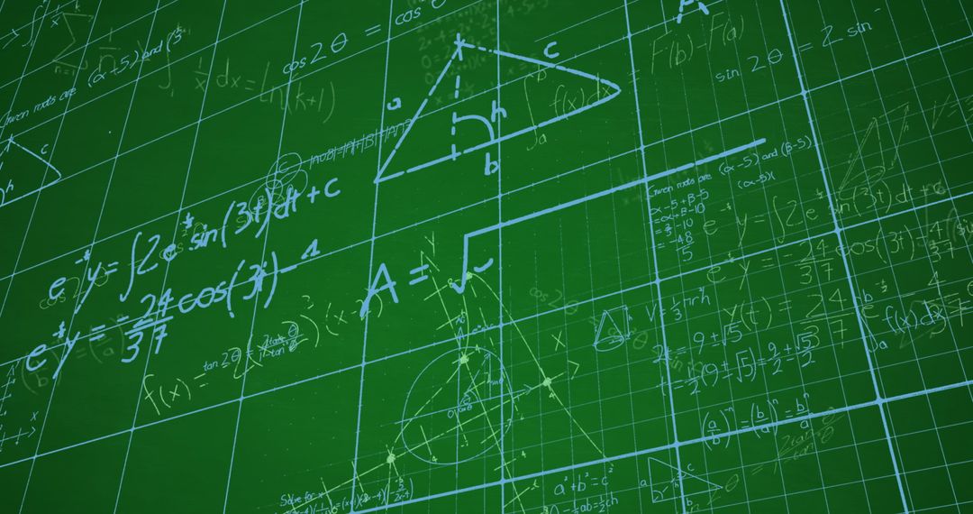 Mathematical Formulas and Equations on Green Background