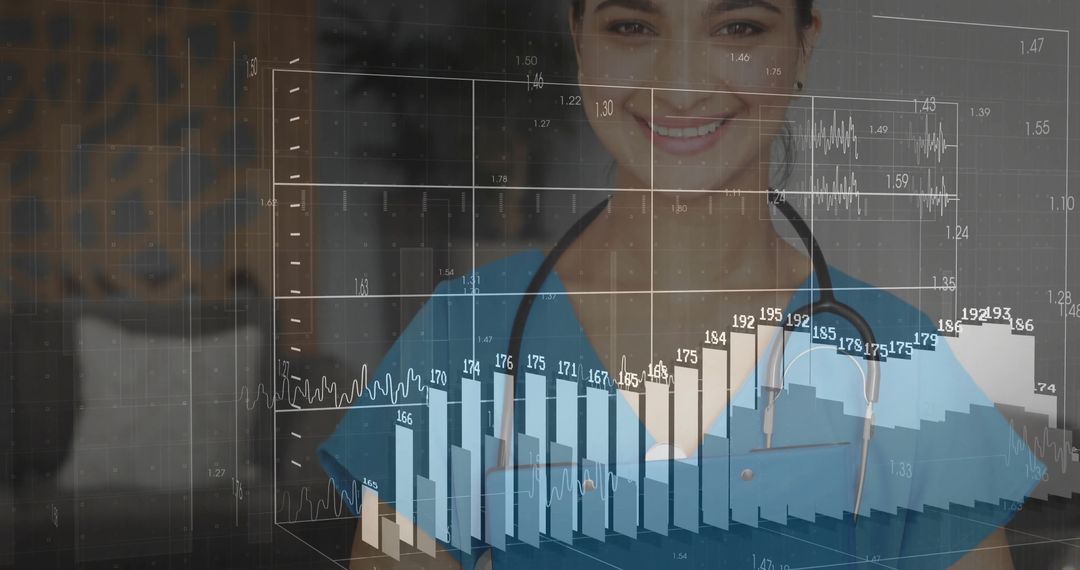 Healthcare Professional Analyzing 3D Data Chart at Home