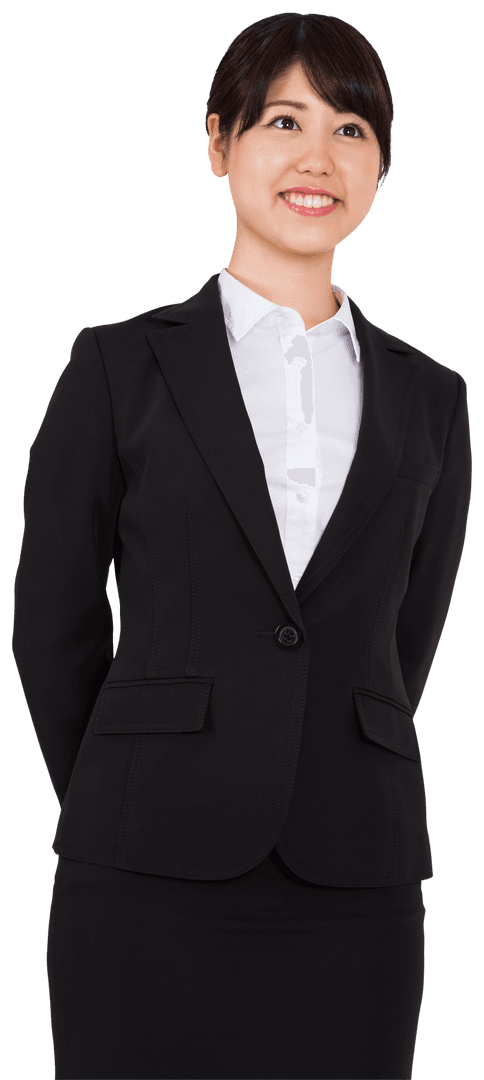 Happy Asian Businesswoman Smiling Confidently on Transparent Background