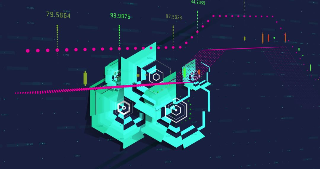 Abstract Financial Data Processing Visualization with Digital Graphics
