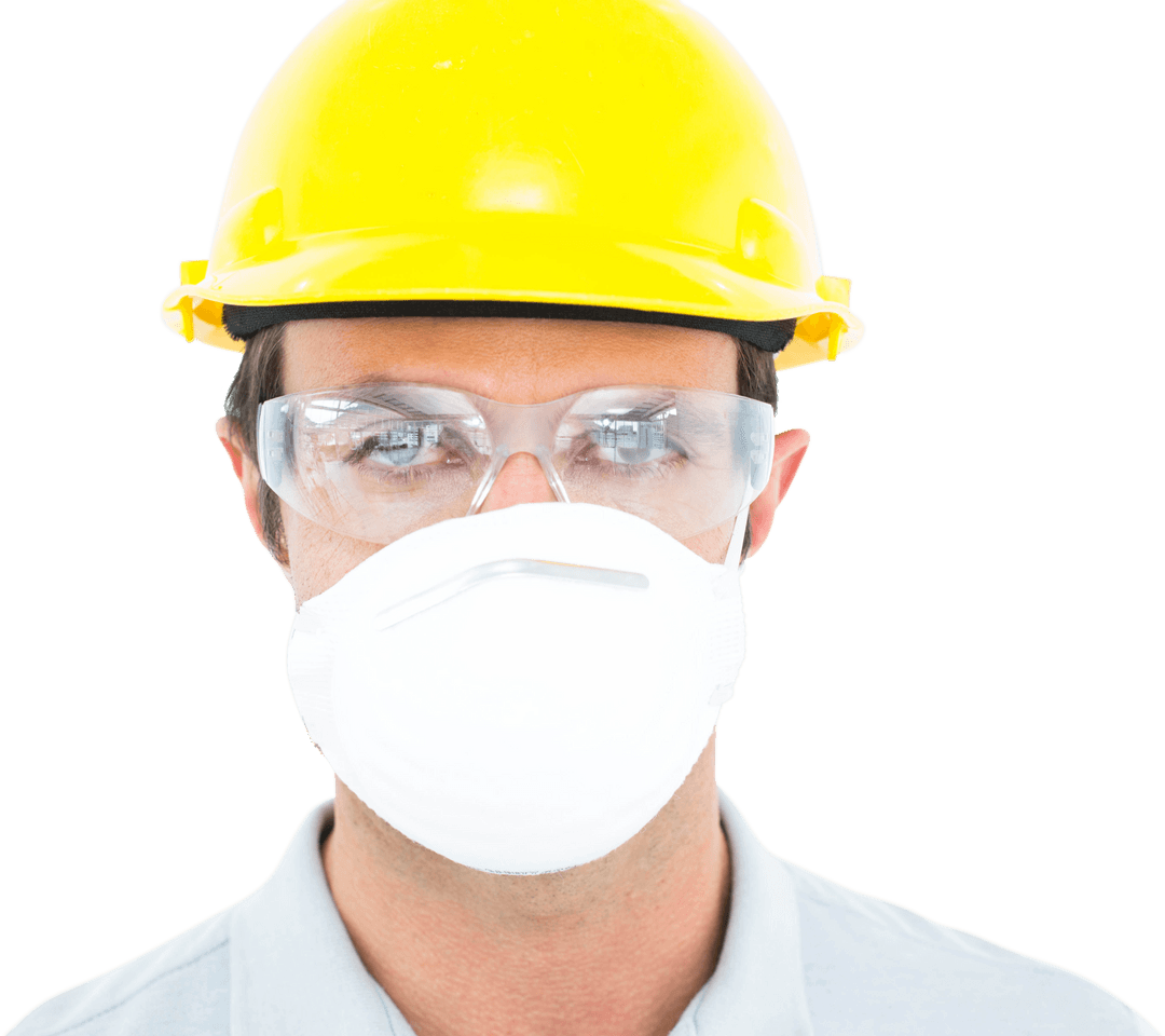 Transparent Background Worker Wearing Protective Gear
