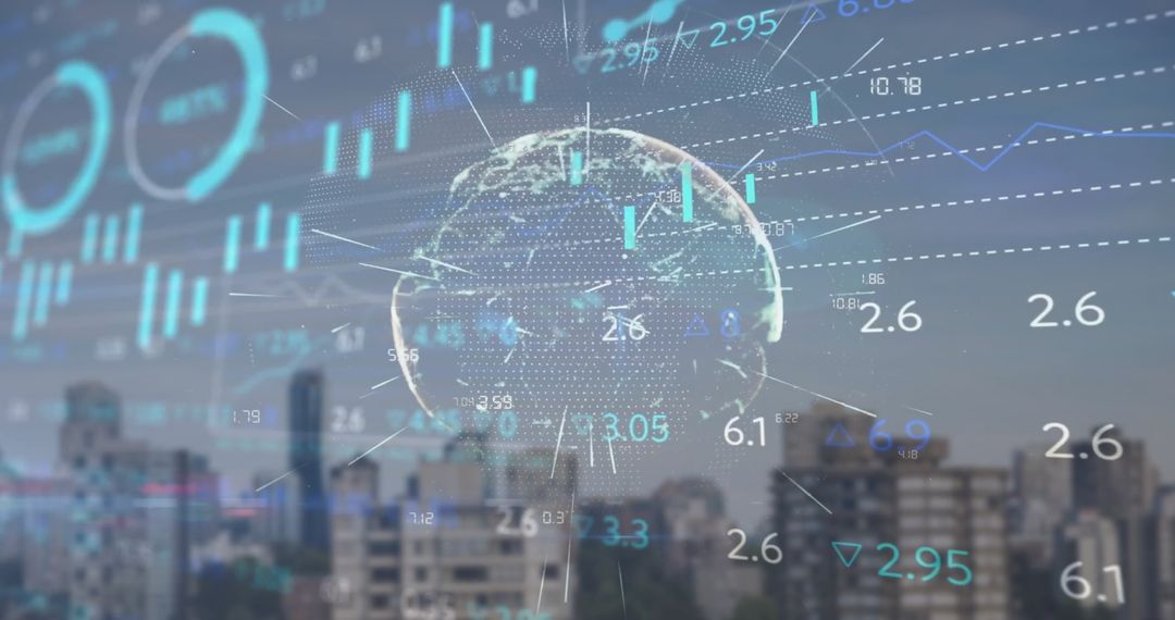 Futuristic Global Economy Concept with Cityscape