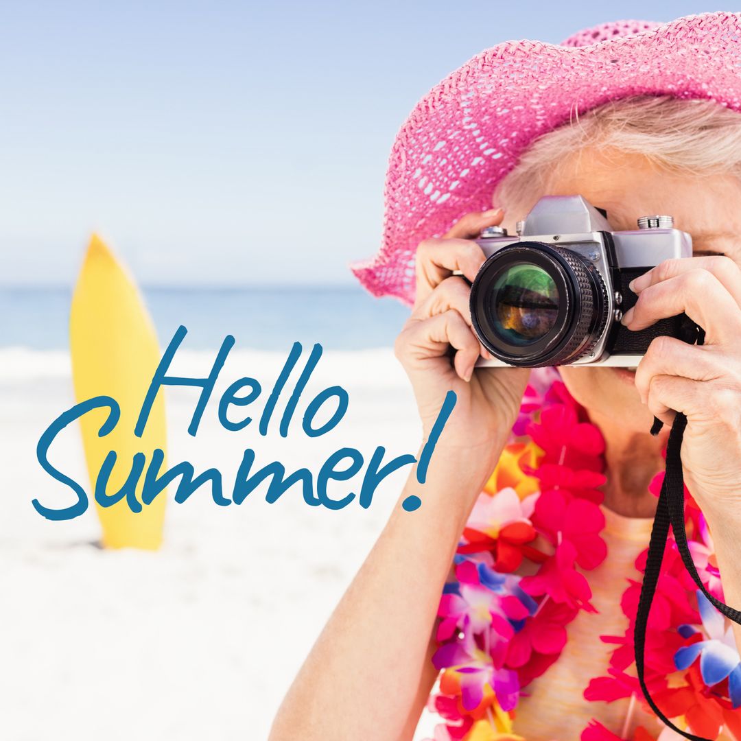 Senior Woman Embracing Summer Fun at Beach