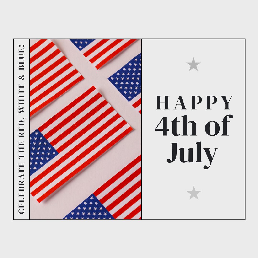 Fourth of July Celebration with US Flags and Festive Text