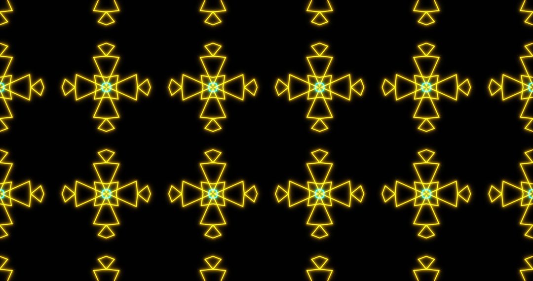 Vibrant Golden Neon Kaleidoscope Pattern in Symmetrical Loop